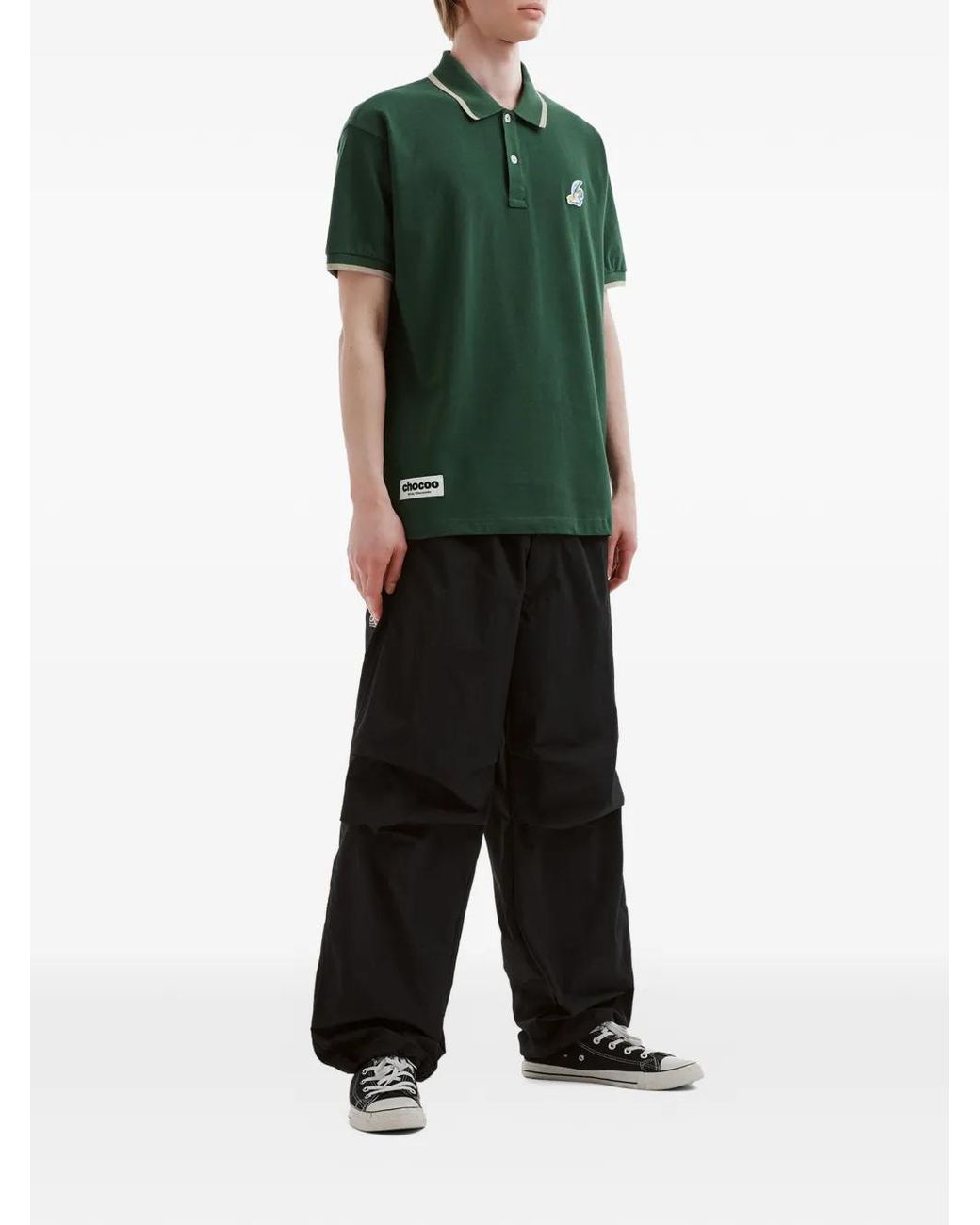 Chocoolate Green Polo À Patch Logo for men