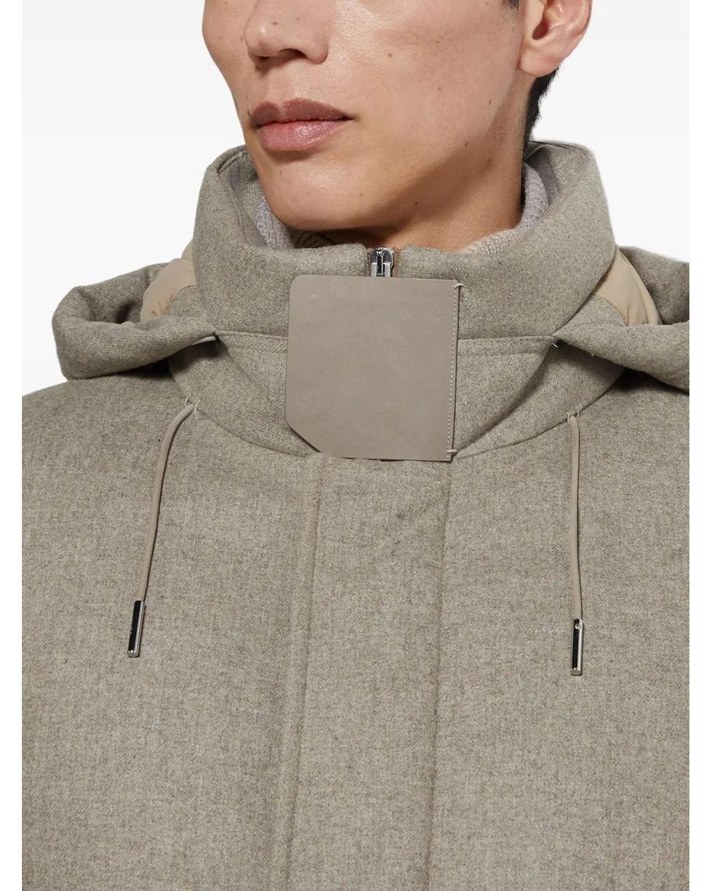 Zegna Gray Parka À Capuche for men