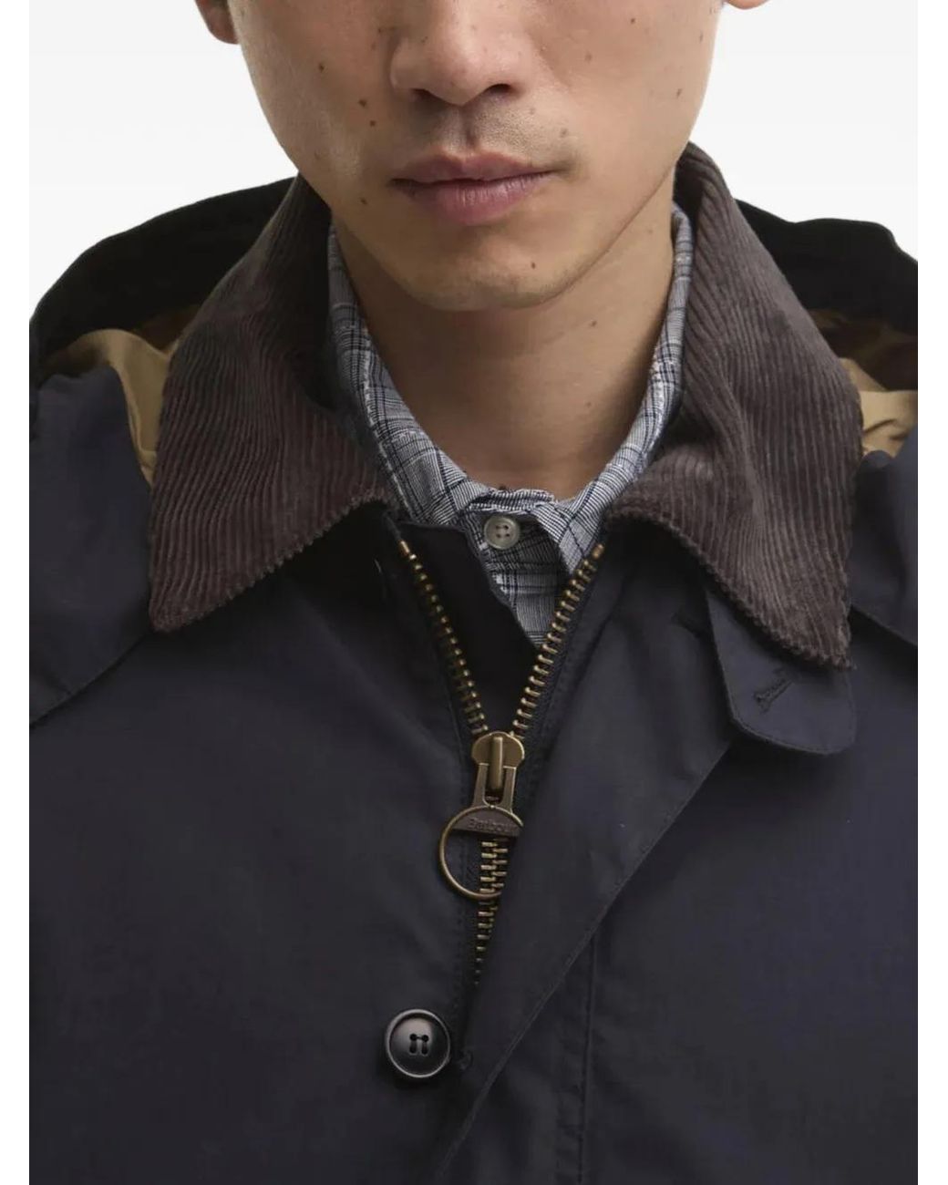 Barbour Blue Ventile Hooded Corduroy-Collar Jacket for men