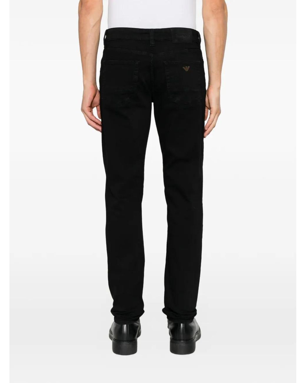 Emporio Armani Black Logo-Plaque Jeans for men