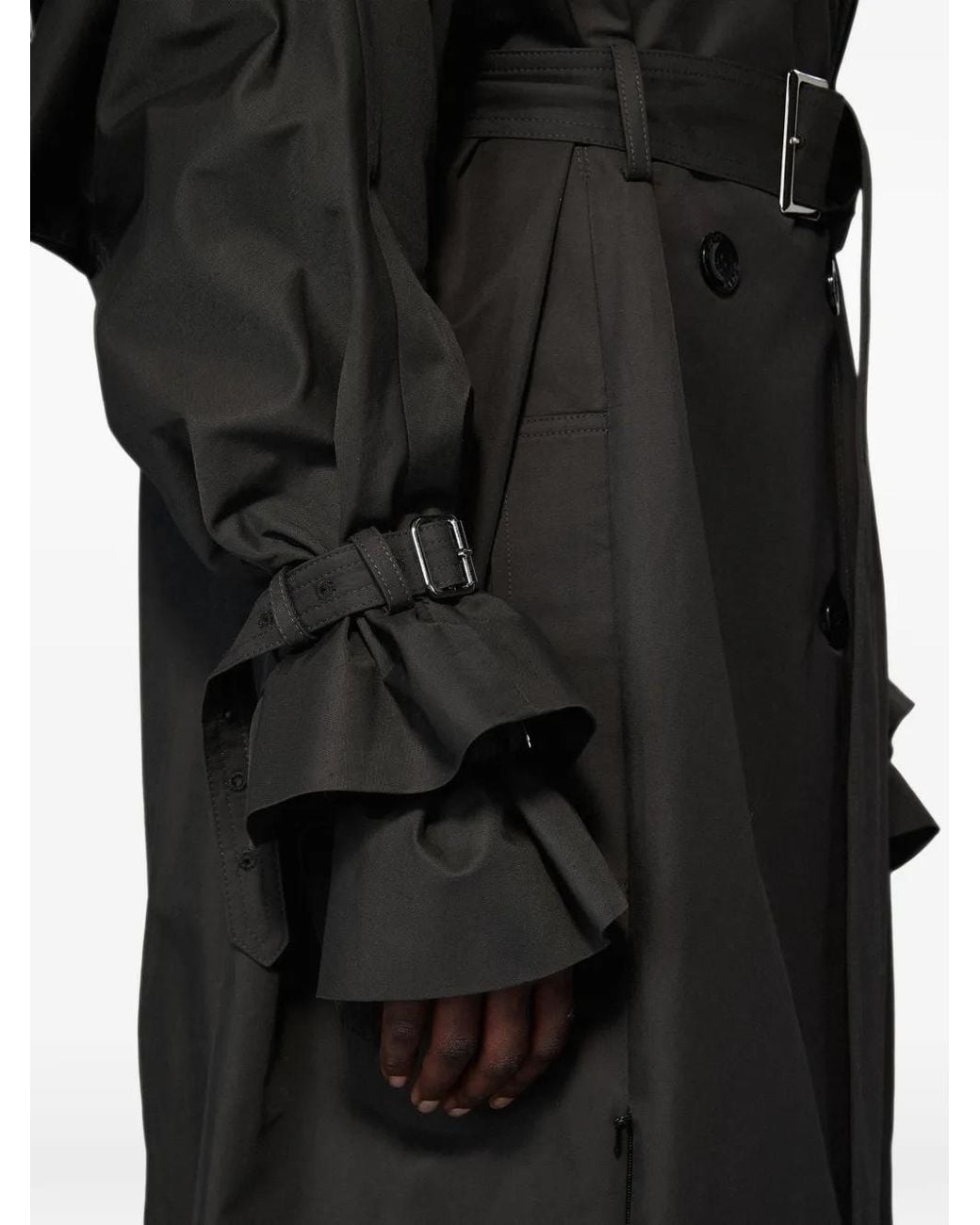 SRVC Studio Black Sentinal Cape-Back Trench Coat