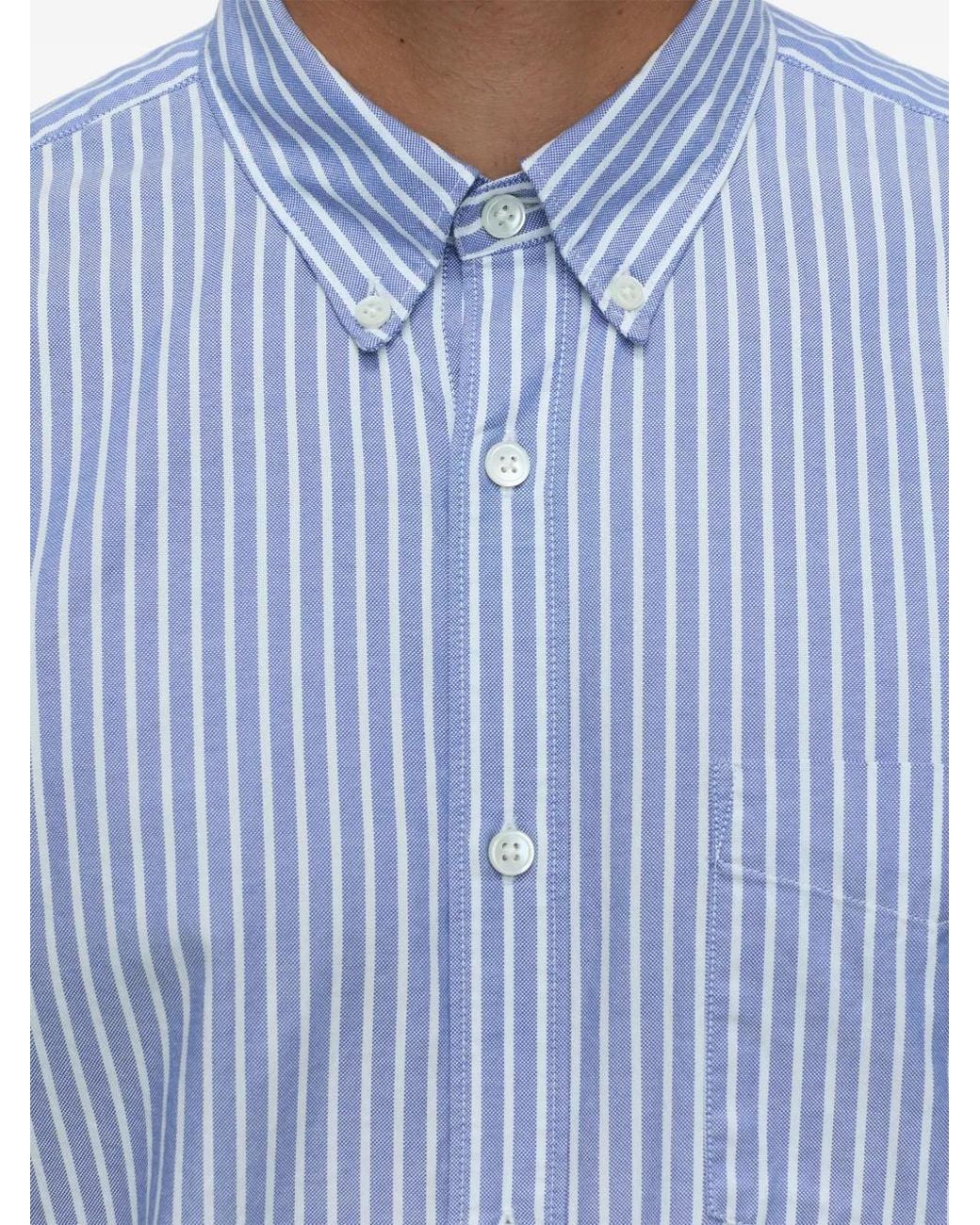 Closed Blue Striped Cotton Shirt for men
