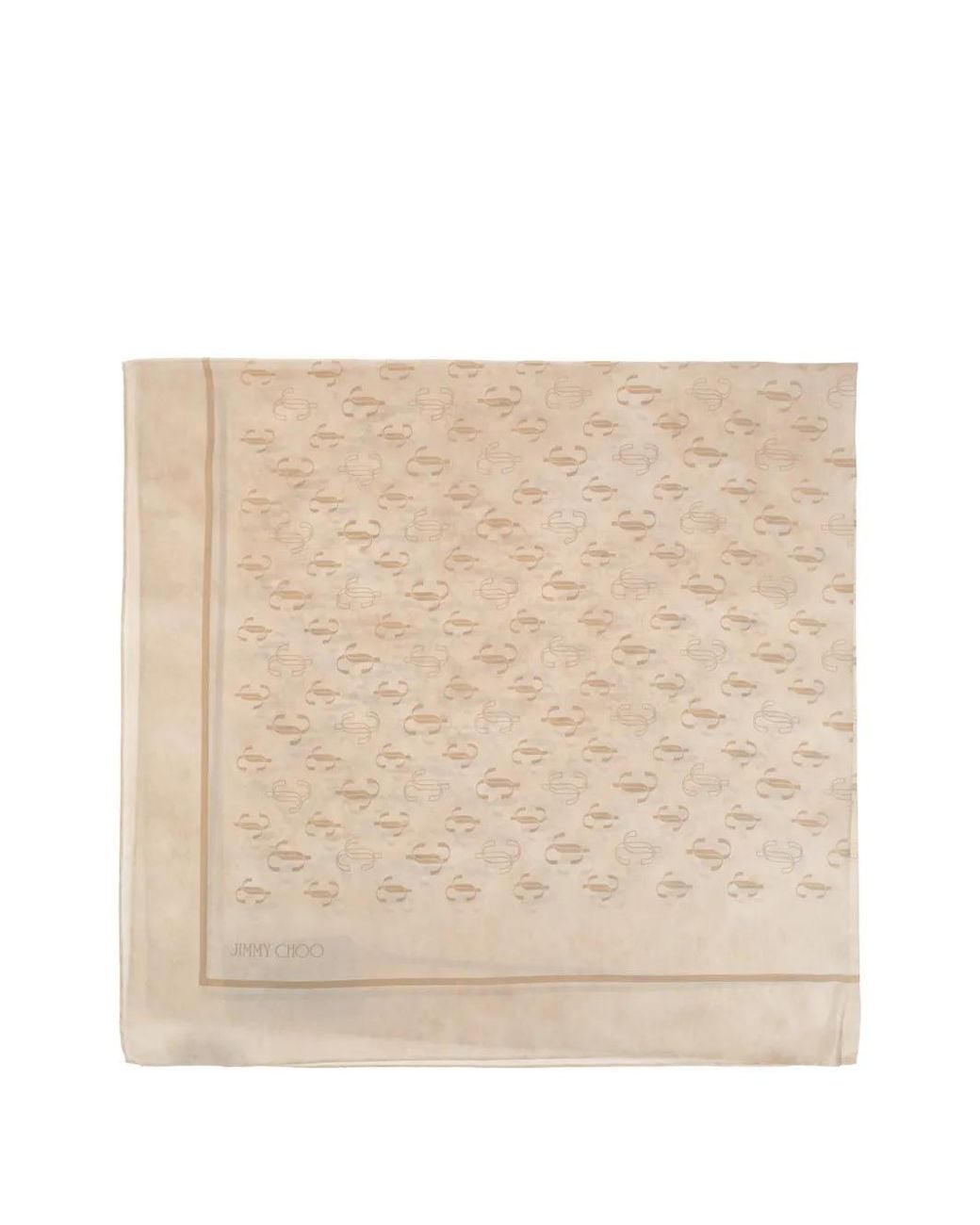 Jimmy Choo Natural Monogram-Print Silk Scarf