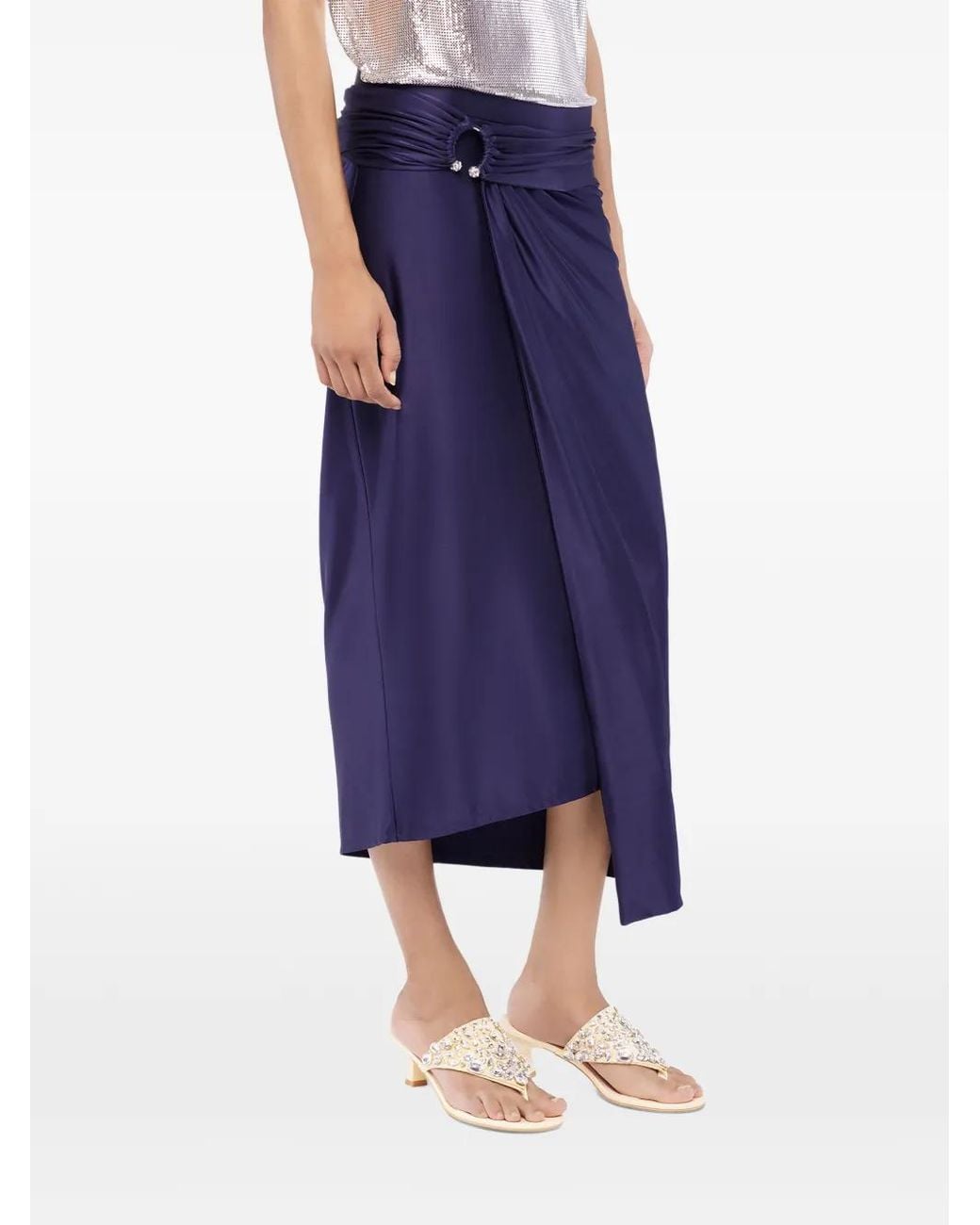 Rabanne Blue Midi Piercing Jersey Skirt