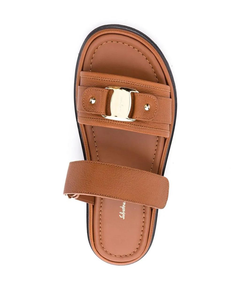 Ferragamo Brown Ferragamo Vara Touch-Strap Sandals