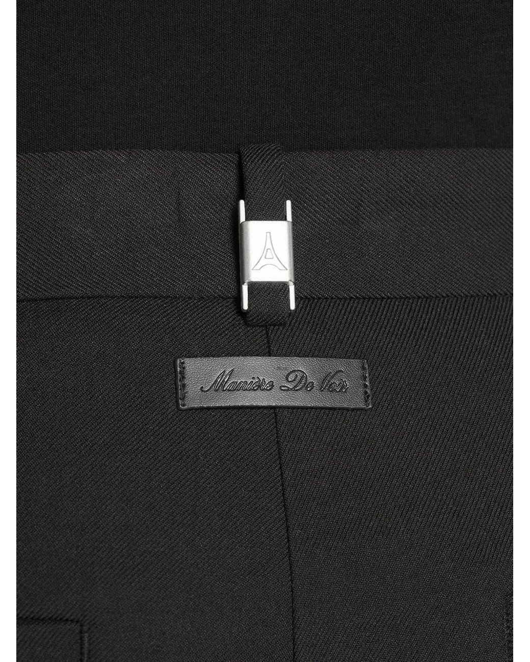 Manière De Voir Black Charles Wide Fit Wrap Leg Tailored Trousers for men