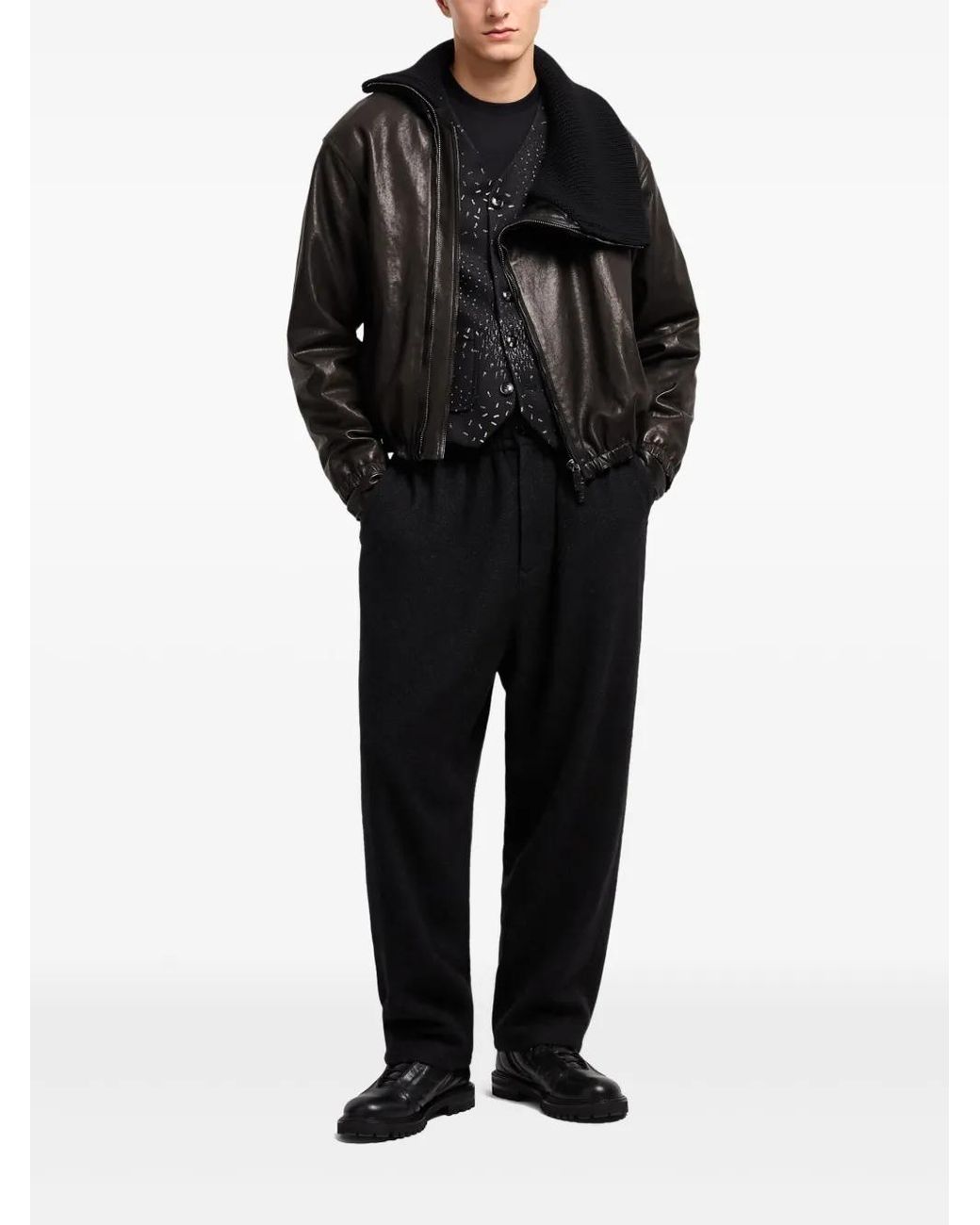 Giorgio Armani Black Leather Jacket for men