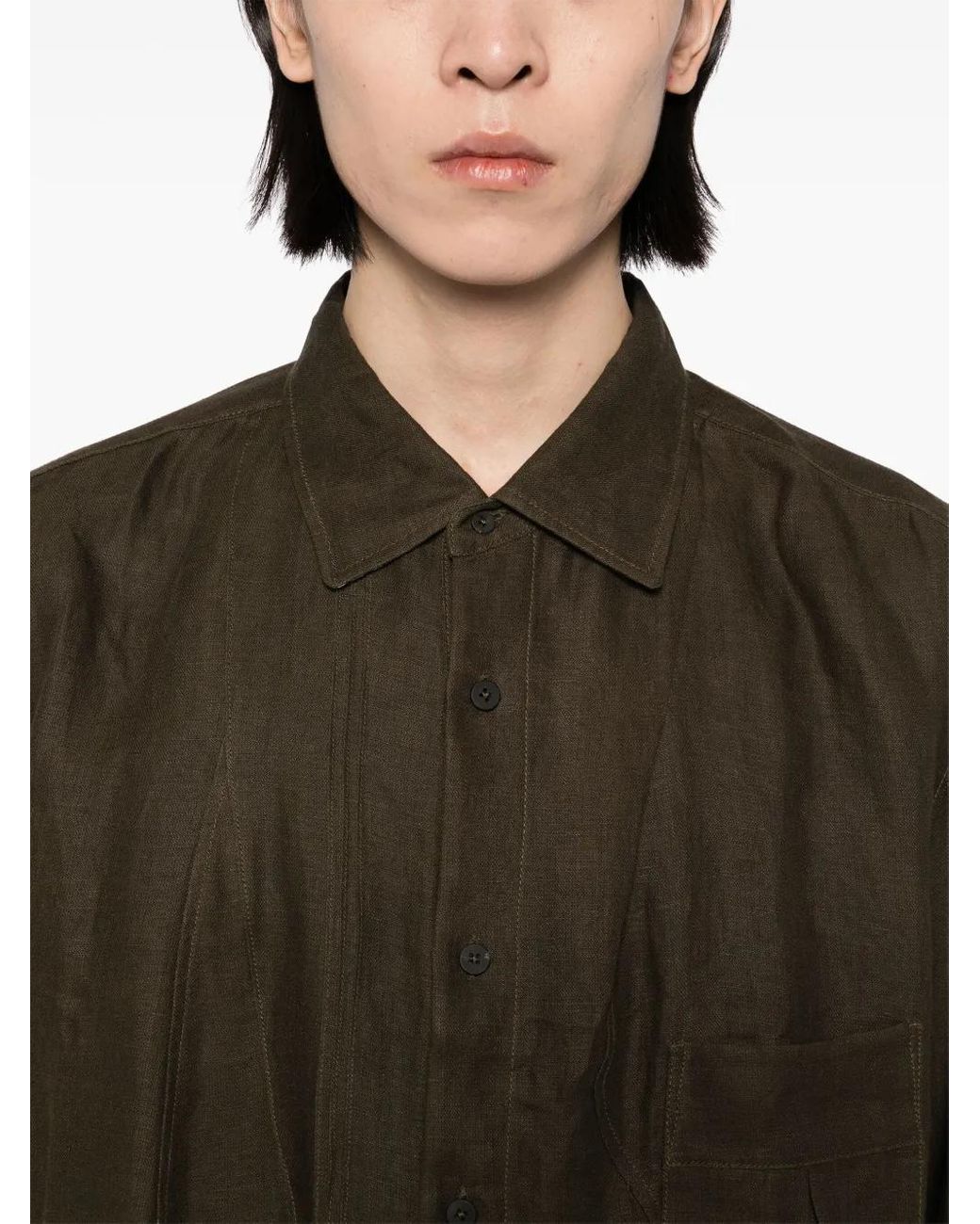 Ziggy Chen Green Linen Shirt for men