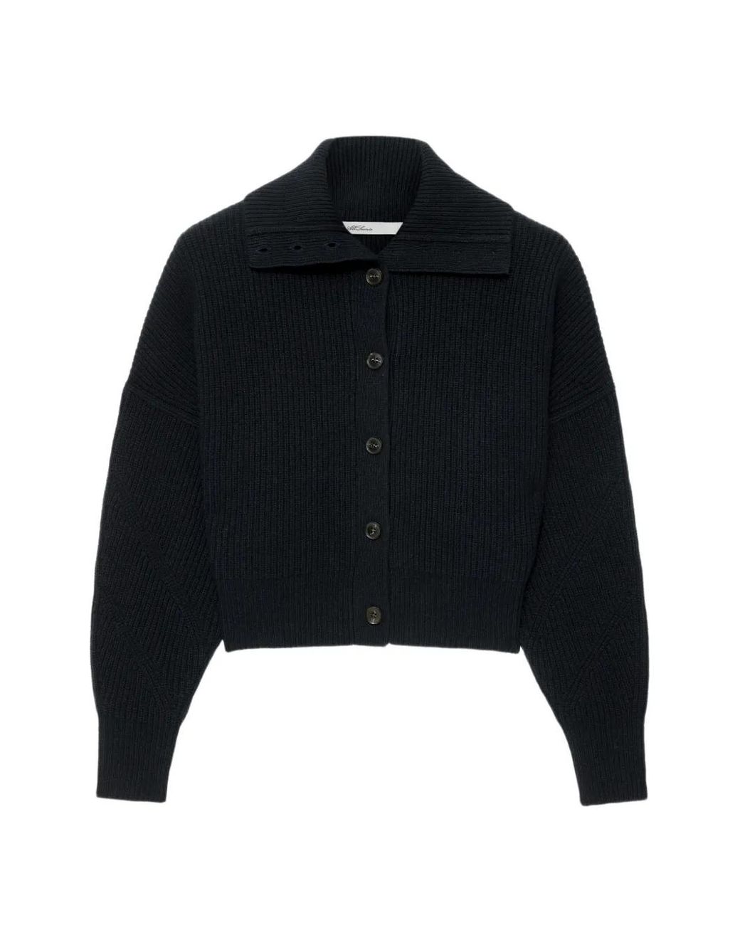 AllSaints Black Caron Ribbed Knit Cardigan