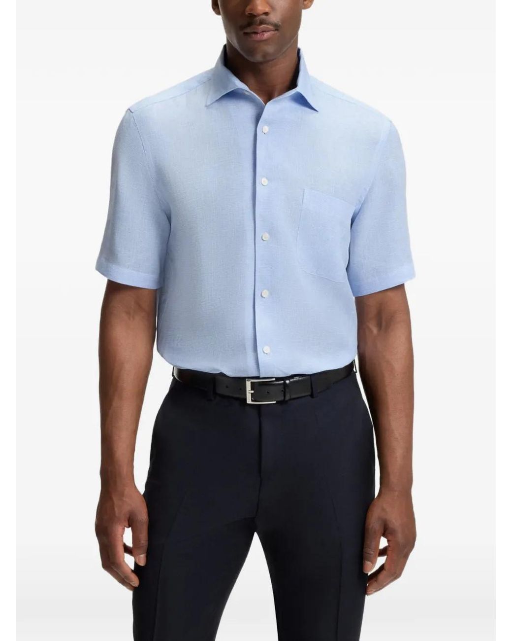 Boss Blue X David Beckham Short-Sleeve Button-Up Shirt for men