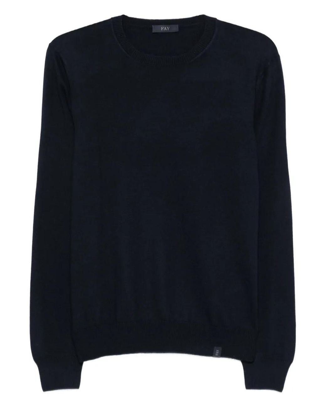 Fay Blue Crew-Neck Virgin-Wool Sweater for men