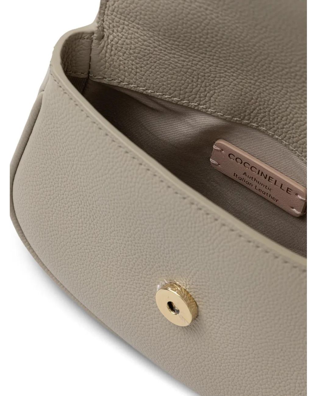 Coccinelle Natural Pebbled Leather Shoulder Bag