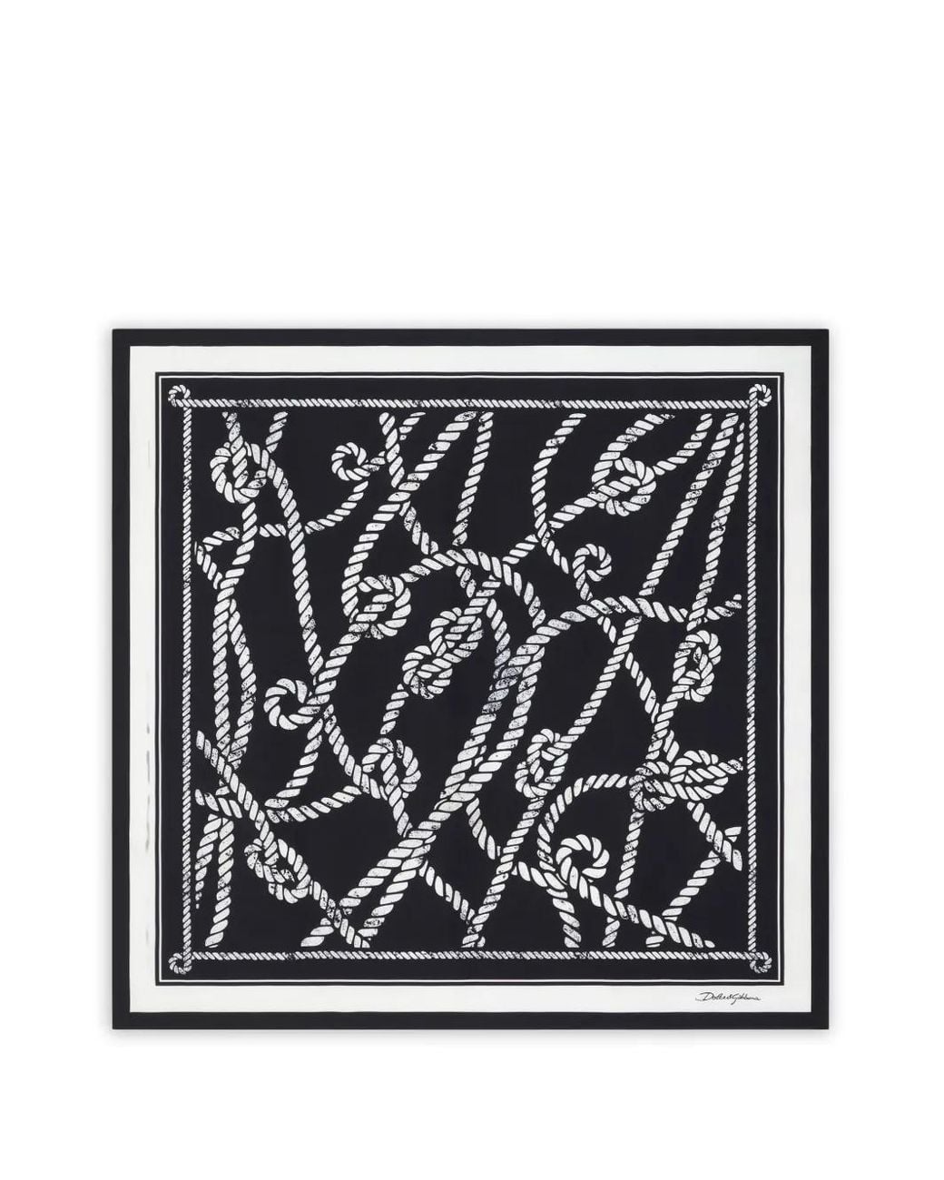 Dolce & Gabbana Black Marina-Print Silk Twill Scarf for men
