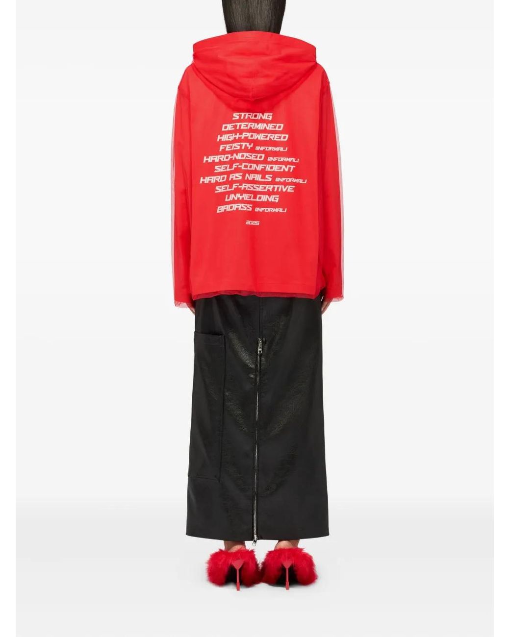 MSGM Red Long-Sleeve Hoodie
