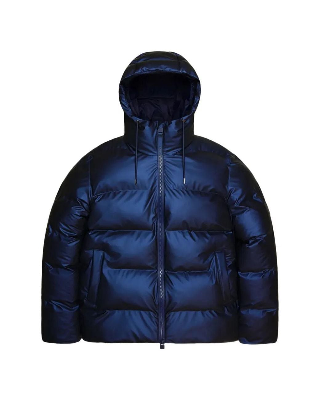 Rains Blue Hooded Quilted Jacket
