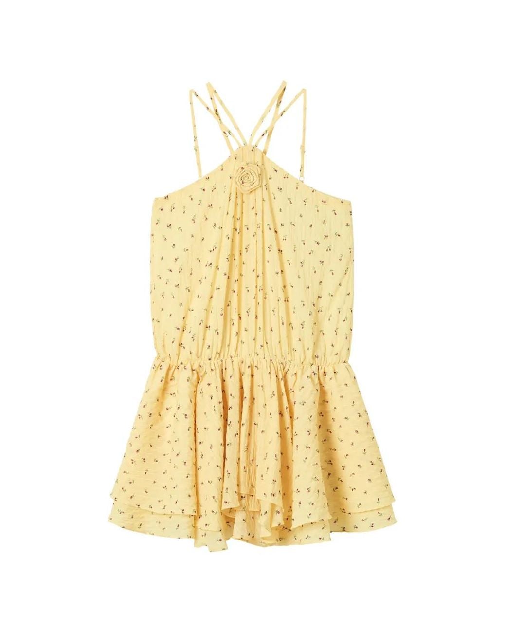 B+ AB Yellow Floral-Print Mini Dress