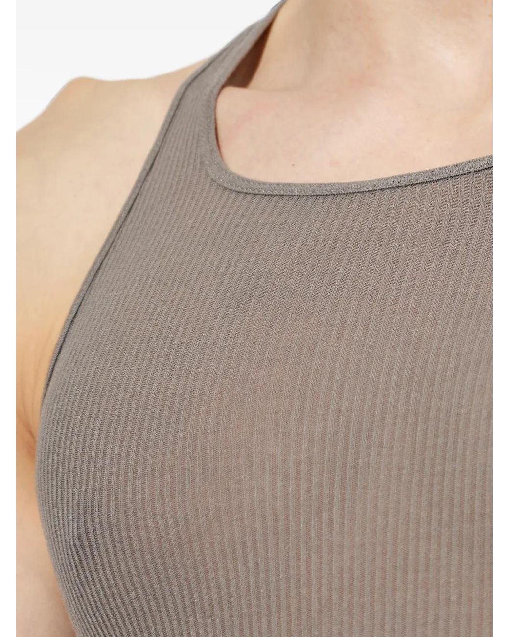 Rick Owens Gray T-Shirt Côtelé À Ourlet Incurvé for men