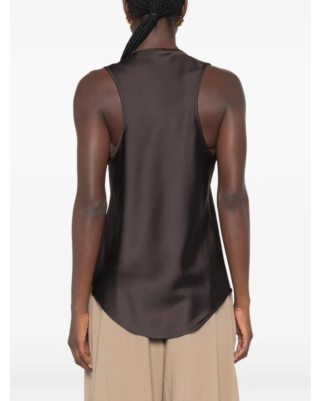 Imperial Brown Satin-Finish Scoop-Neck Tank Top