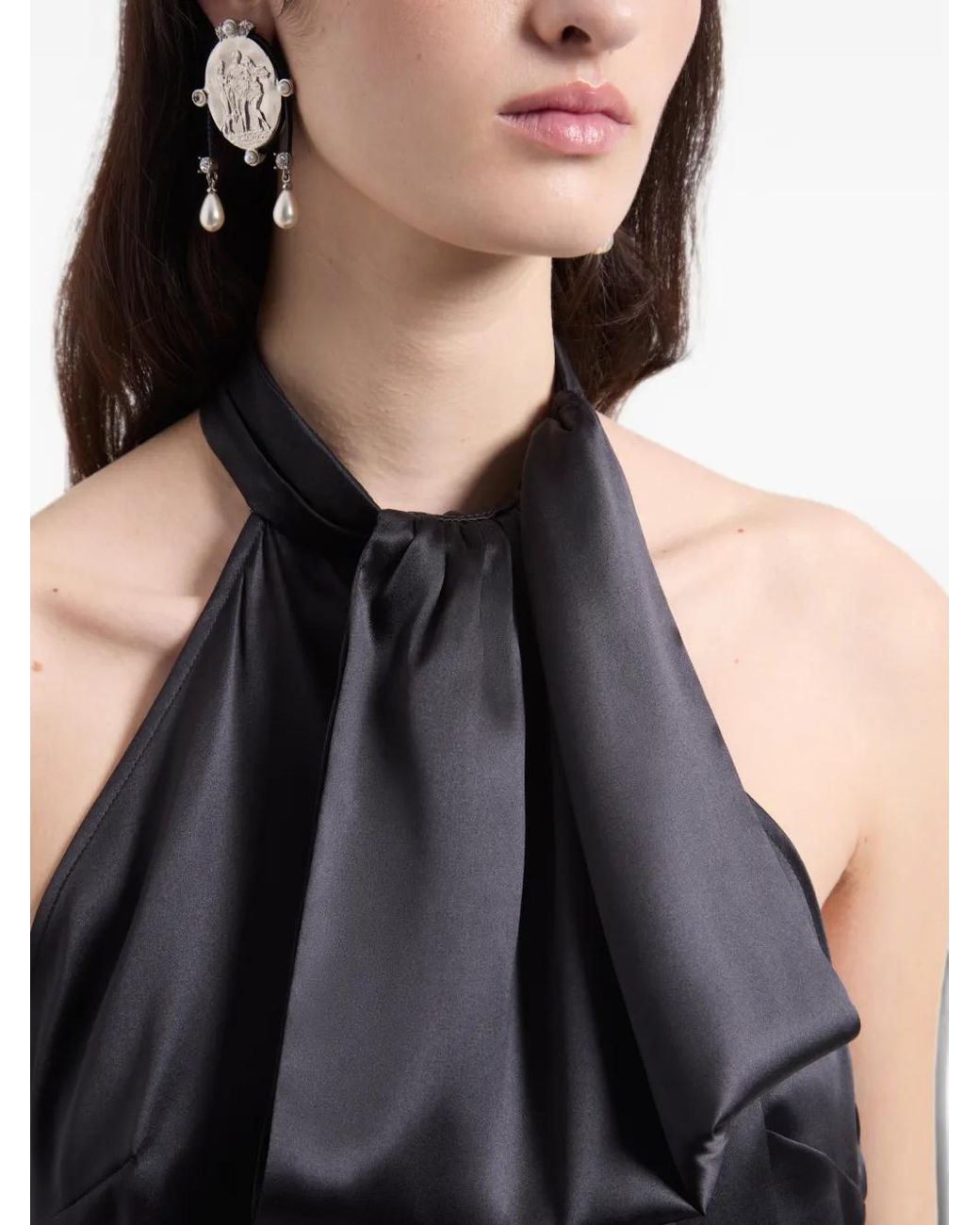 Nina Ricci Black Haut Sans Manches À Dos Nu Drapé