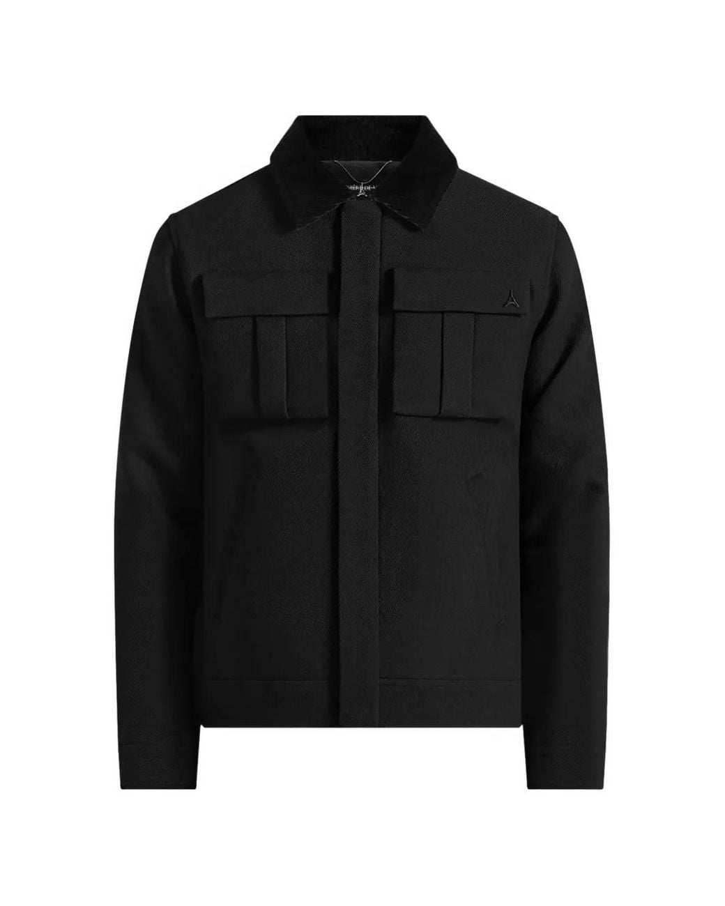 Manière De Voir Black Twill Trucker Jacket With Velvet Collar for men