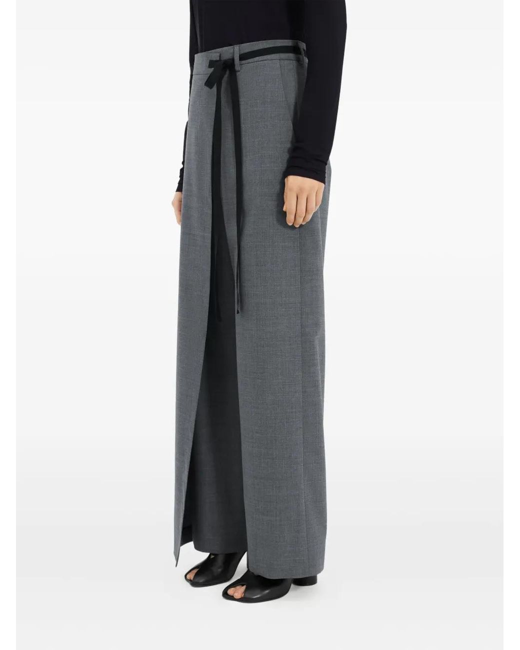 MM6 by Maison Margiela Gray Tie-Detail Tailored Trousers