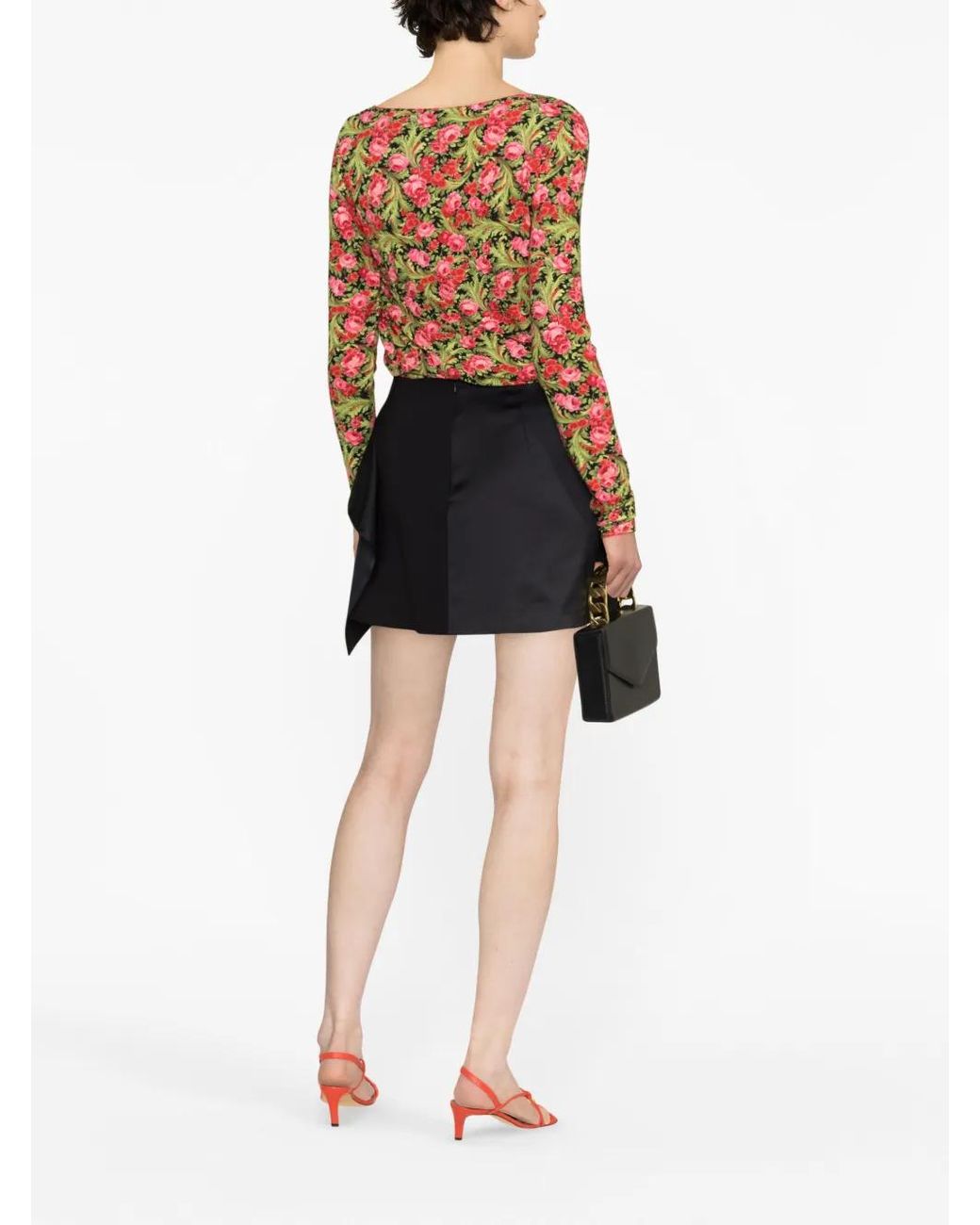 Genny Black Satin-Finish Miniskirt