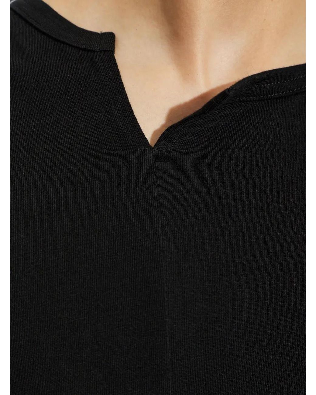 Yohji Yamamoto Black Asymmetrical-Cut T-Shirt for men