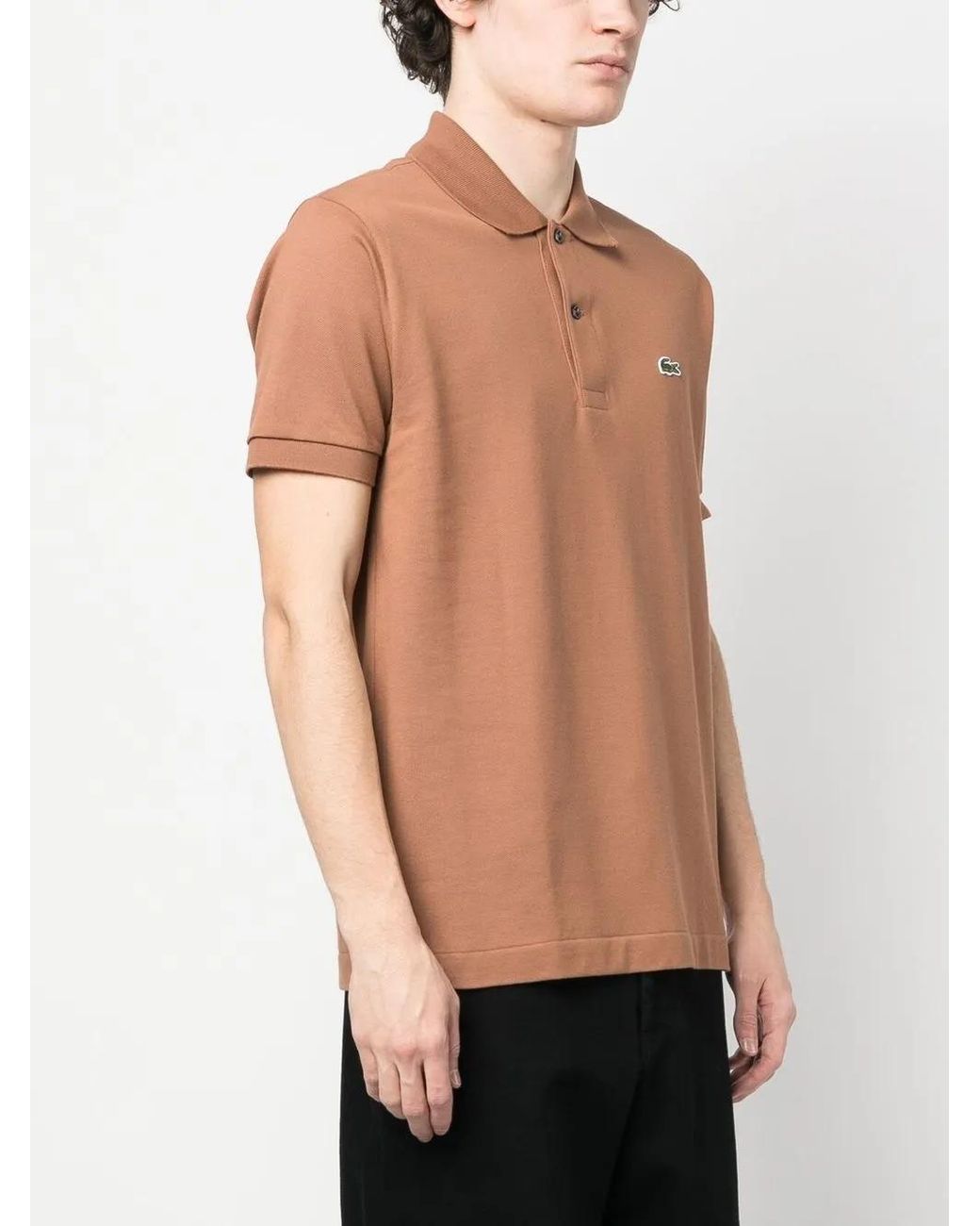 Lacoste Brown Logo-Patch Polo Shirt for men
