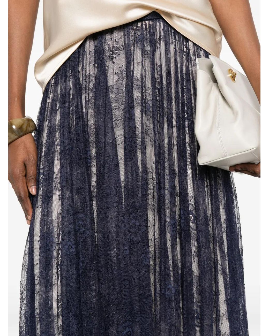 Alberta Ferretti Blue Polyamide Lace Skirt