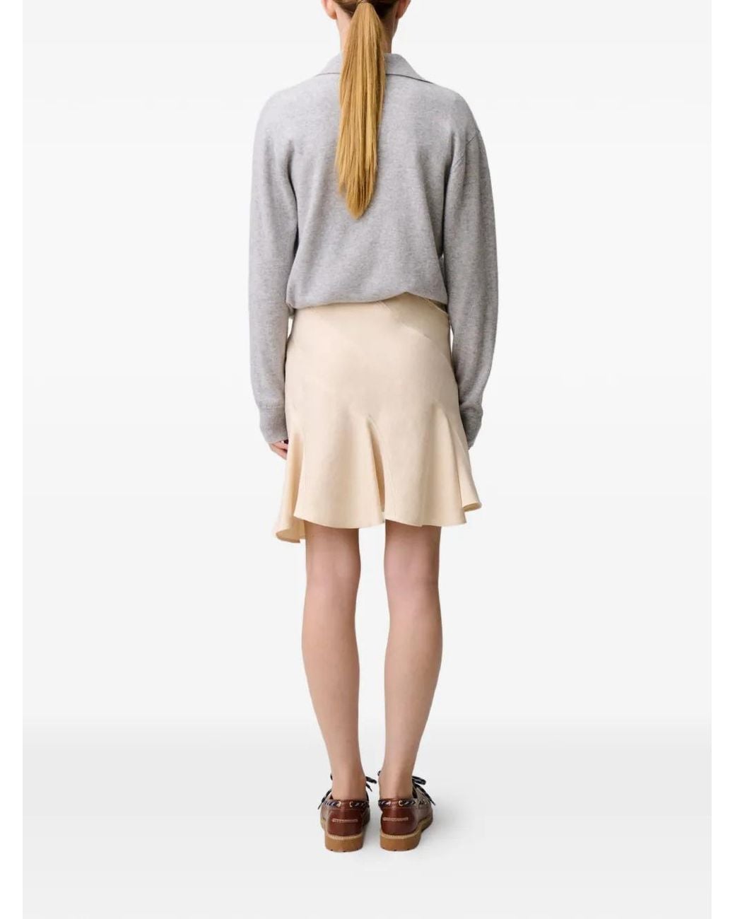 Jupe Évasée À Détails En Dentelle Claudie Pierlot en coloris Natural