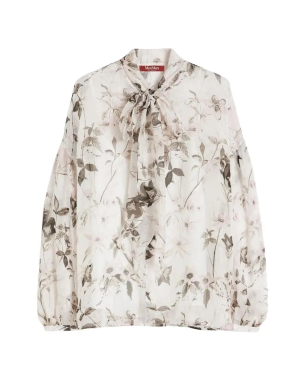 Max Mara White Blouse En Chiffon Imprimé