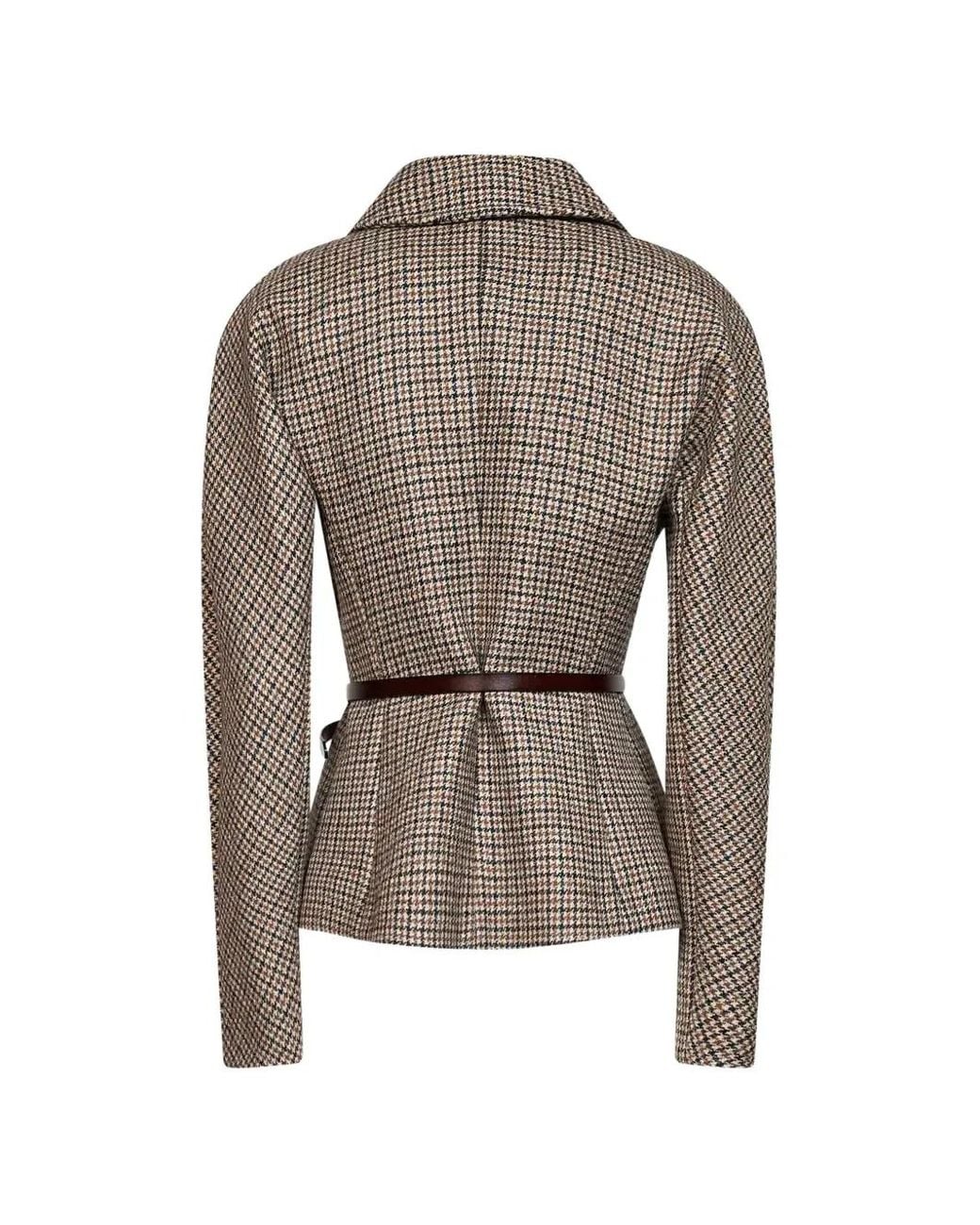 P.A.R.O.S.H. Gray Veste Ceinturée À Motif Pied-De-Poule