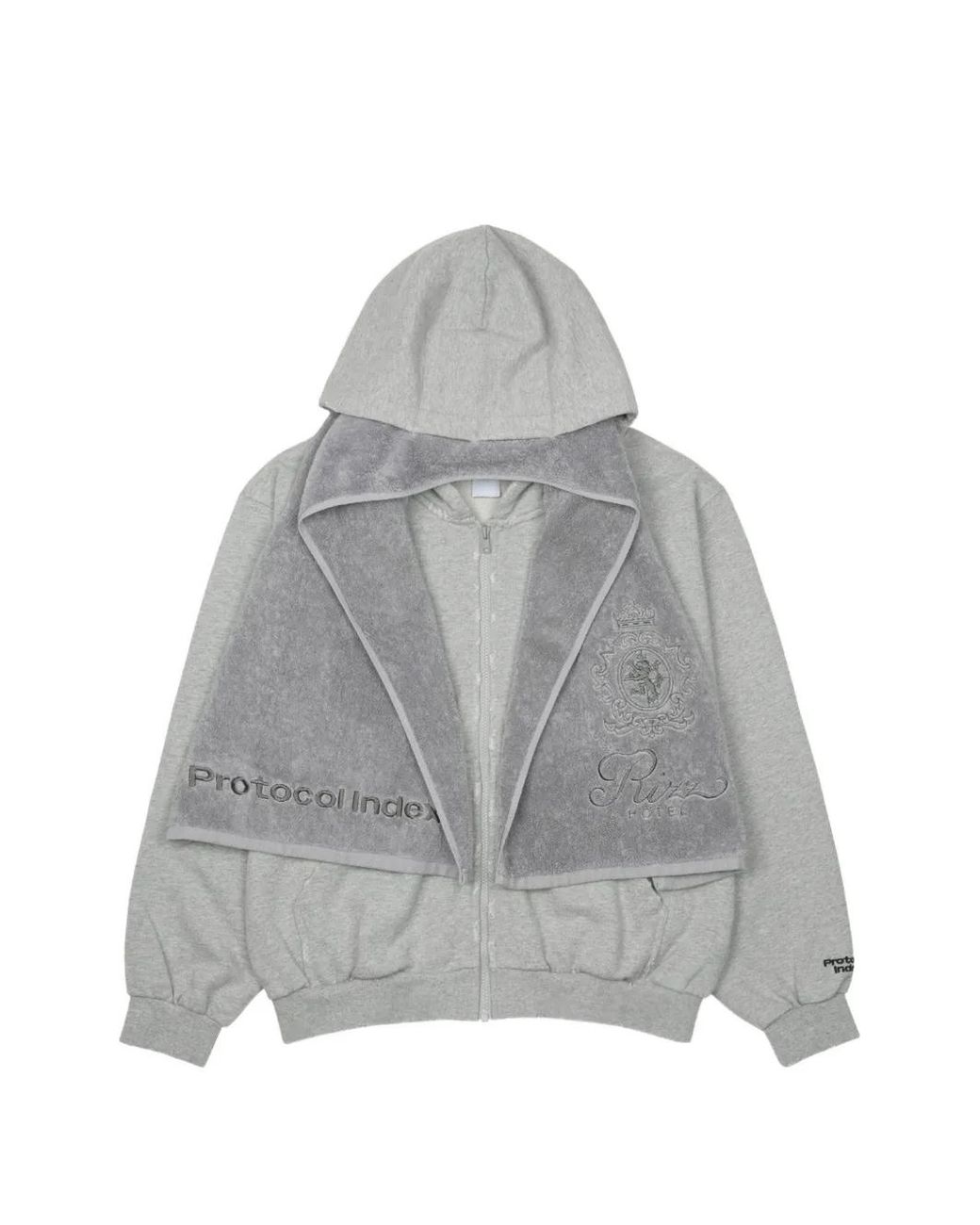 Protocol Index Gray Hoodie Zippé En Tissu Éponge for men