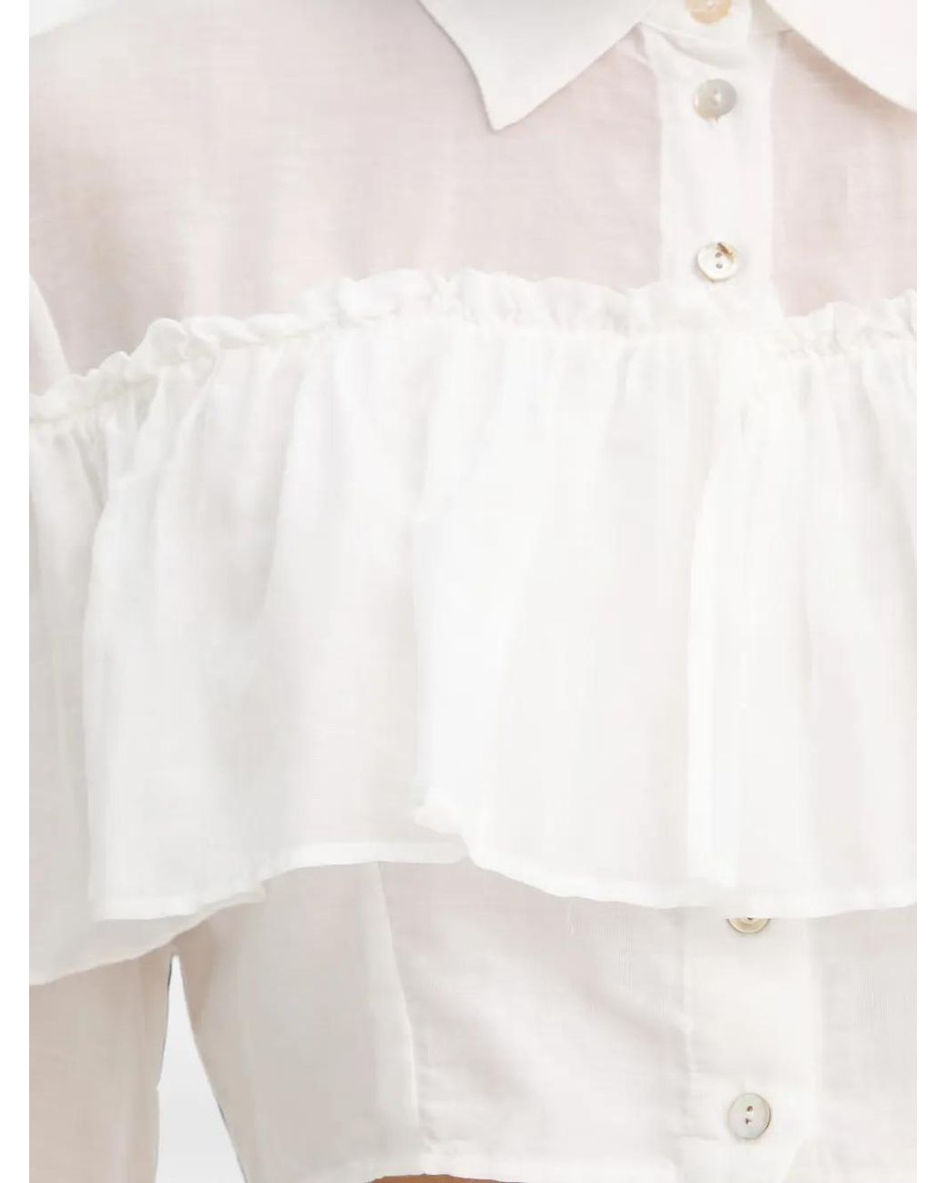 Aniye By White Carmen Ruffled Cropped Shirt