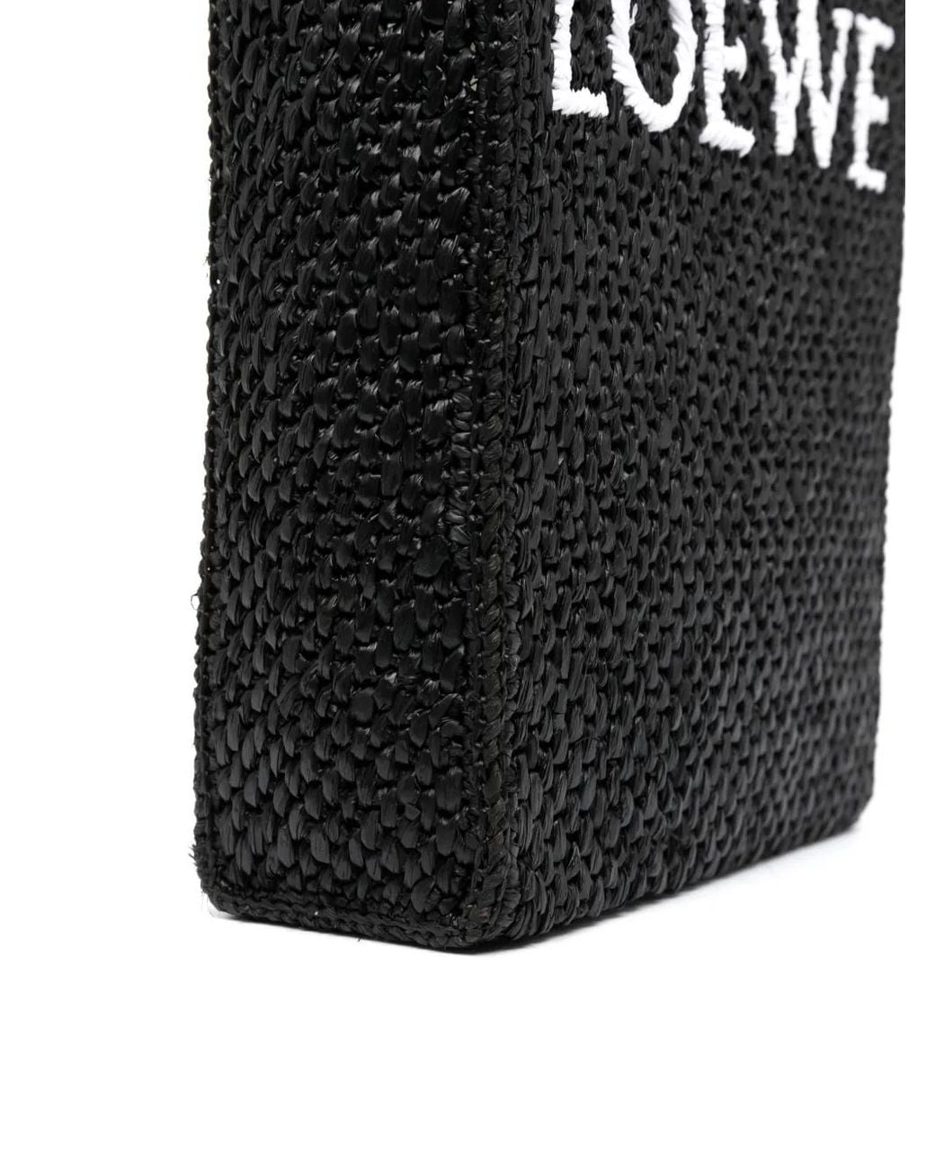 Loewe Black A5 Raffia Tote Bag