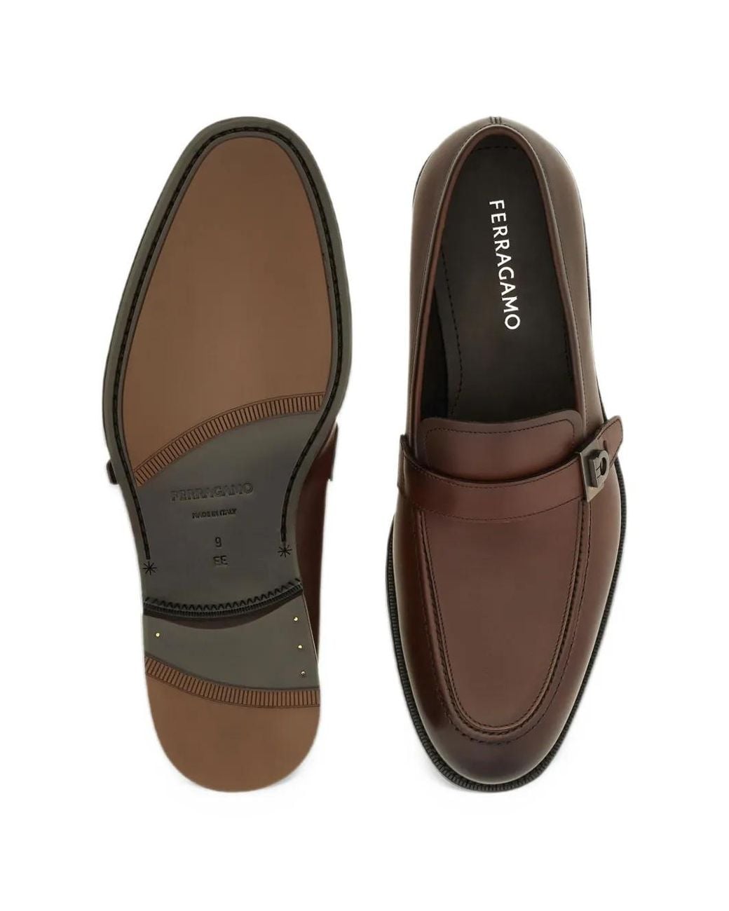 Ferragamo Brown Loafers With Hug Buckle for men