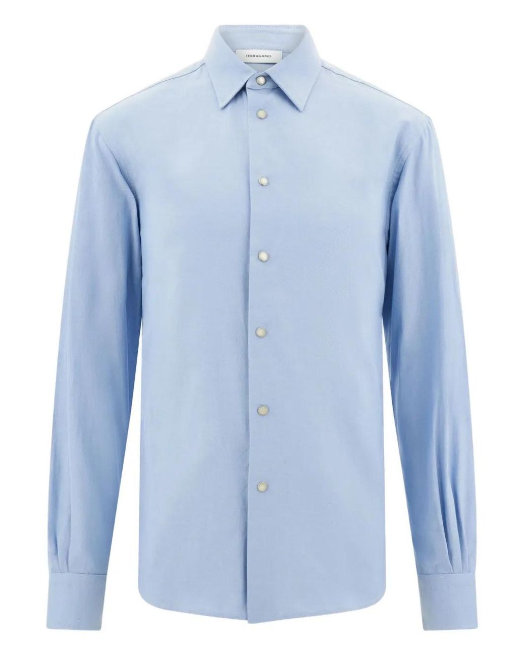 Ferragamo Blue Snap-Button Shirt for men