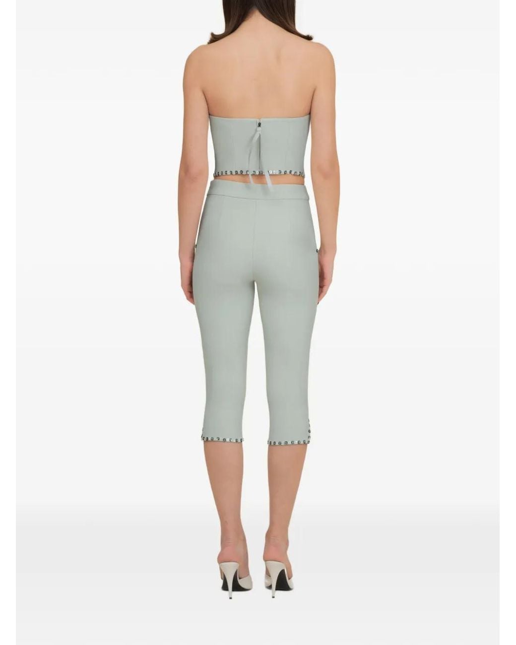 Contessa Mills Gray Benjamin Button-Embellished Bustier Top