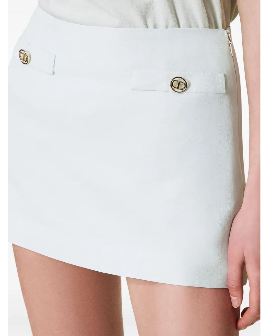 Twinset White Logo Skirt