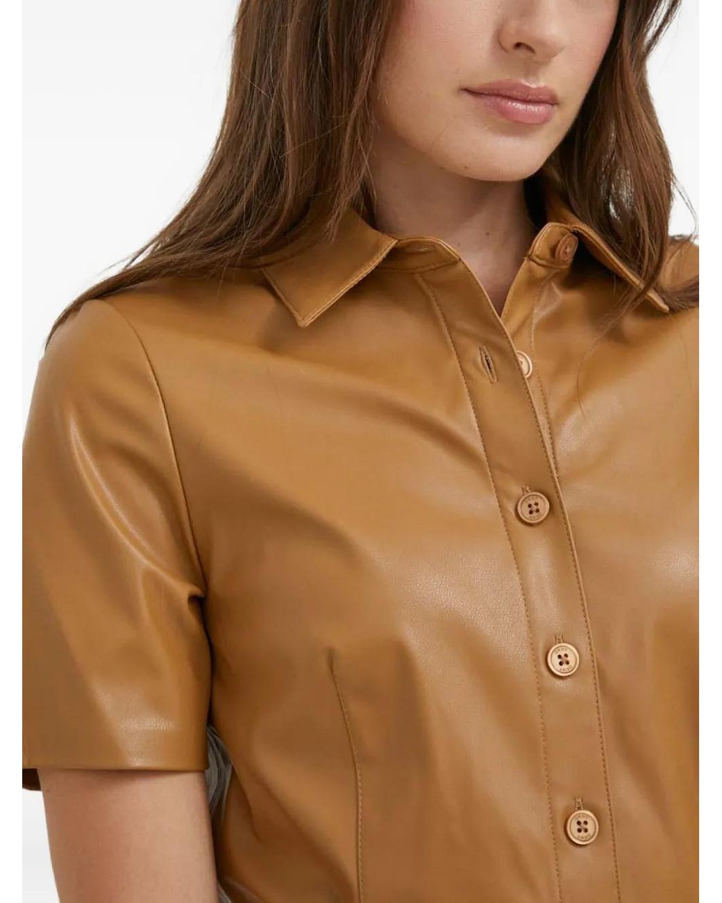 DKNY Brown Short-Sleeved Midi Dress