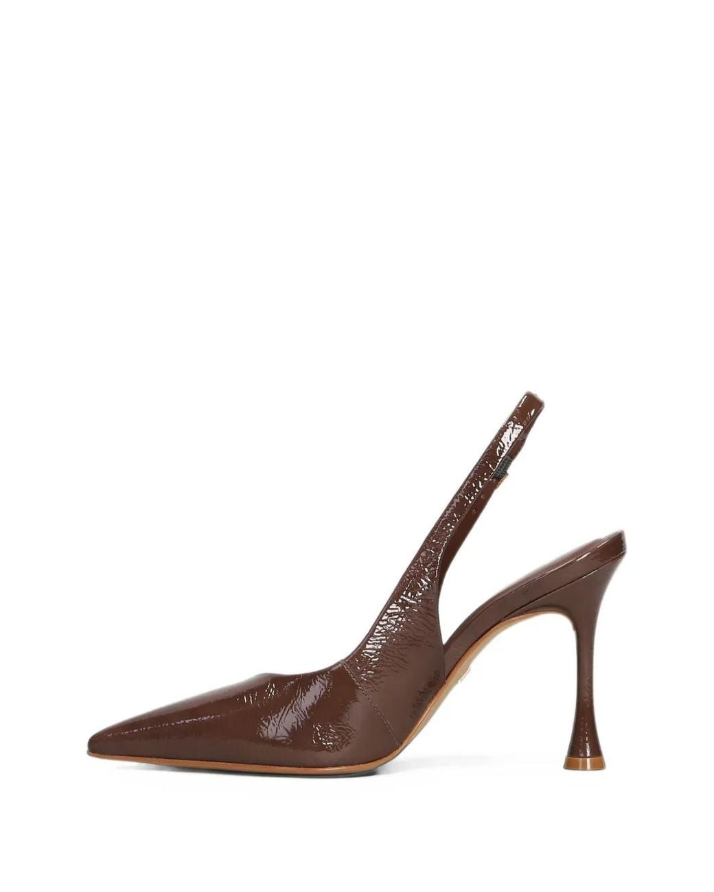 Carrano Brown Pointed-Toe Slingback Heeled Pumps