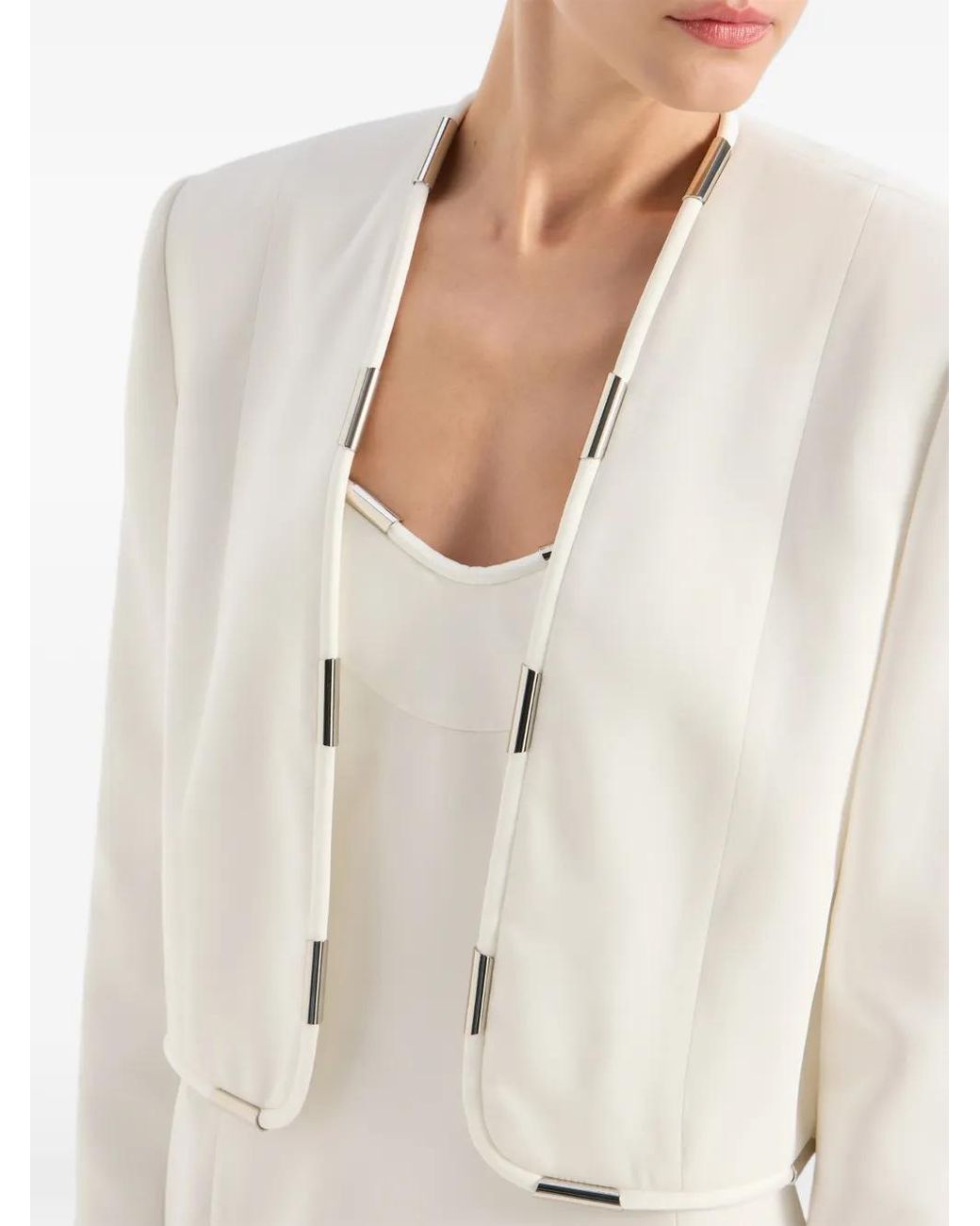 Genny White Metallic-Detail Jacket