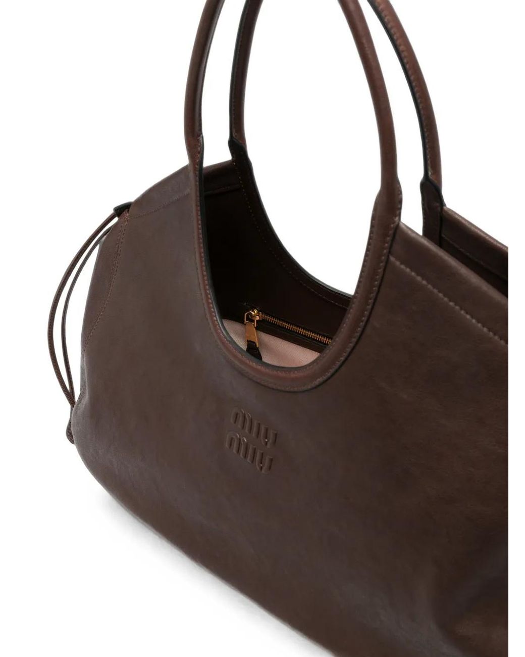 Miu Miu Brown Nappa Pilot Logo-Embossed Tote Bag