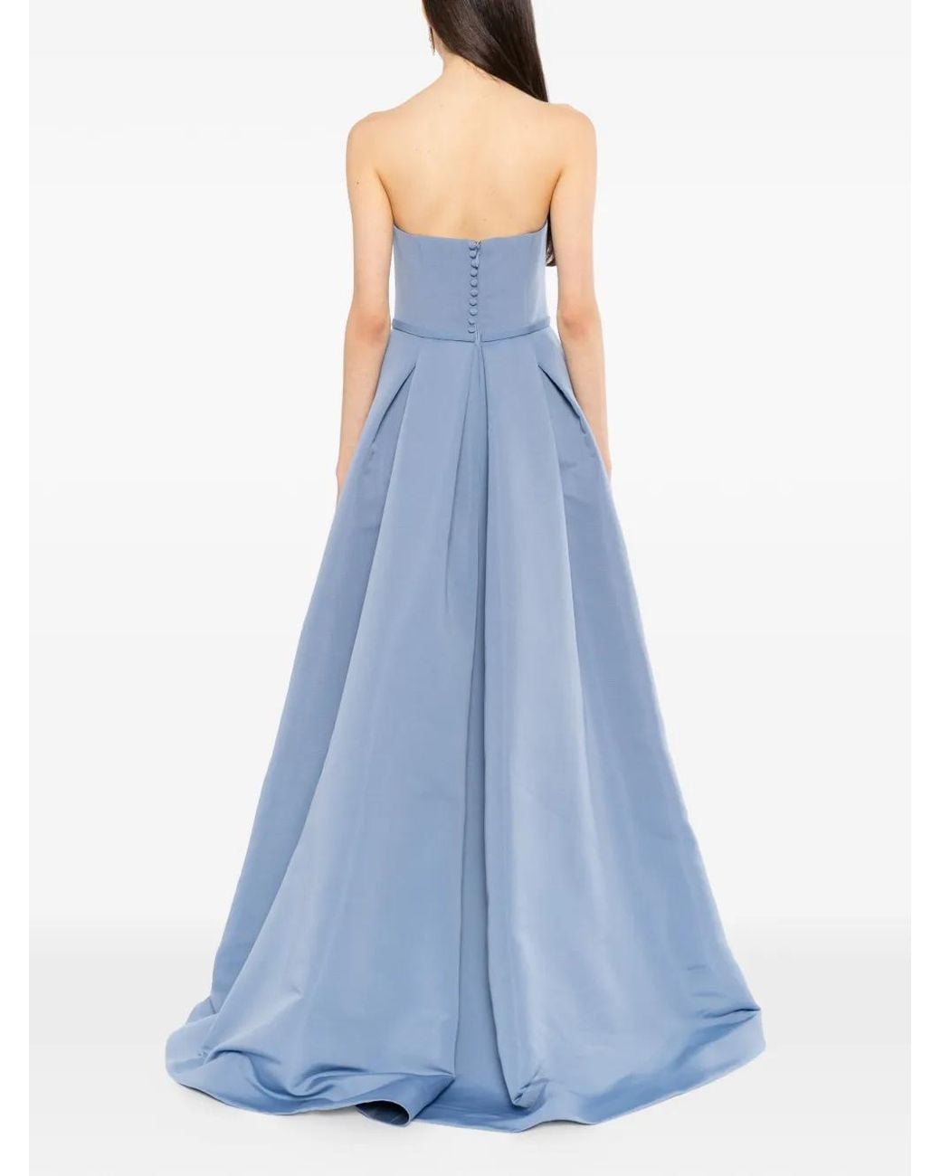Amsale Blue Strapless Bow-Detail Gown
