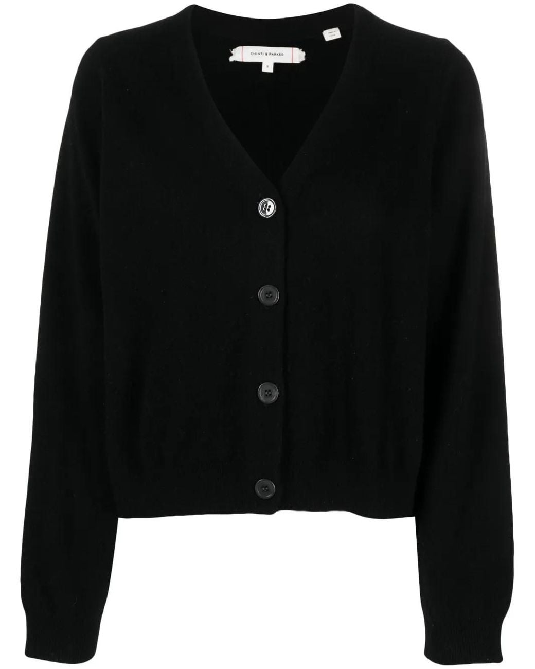 Chinti & Parker Black V-Neck Cropped Cardi-Coat