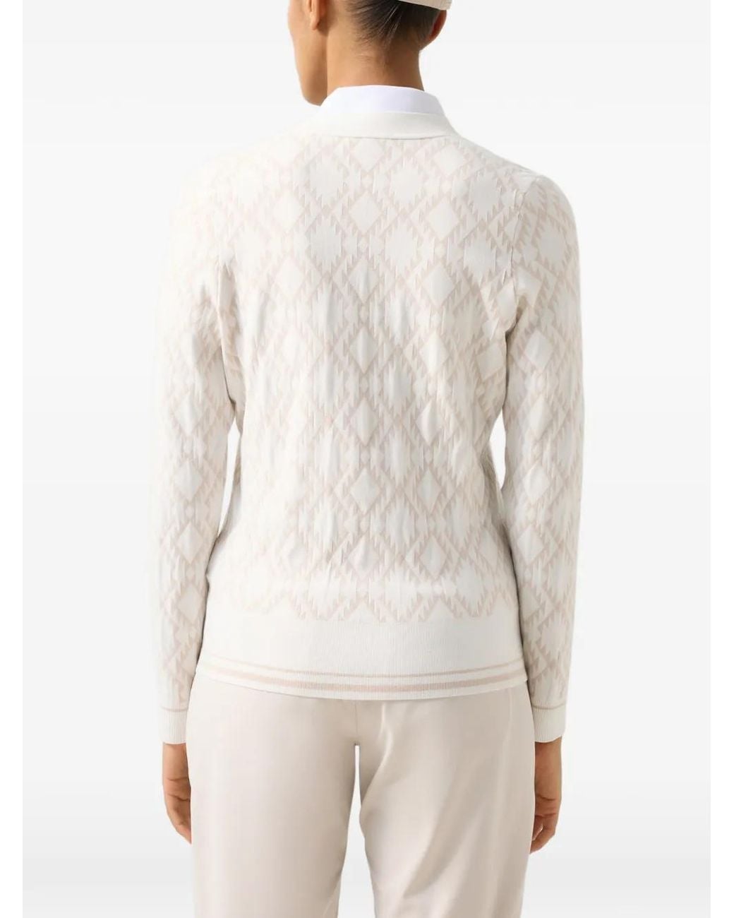 Bogner White Amber Jacquard-Knit Cardigan