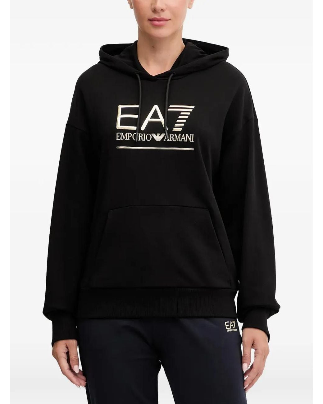 Top Con Capucha Y Logo EA7 de color Black