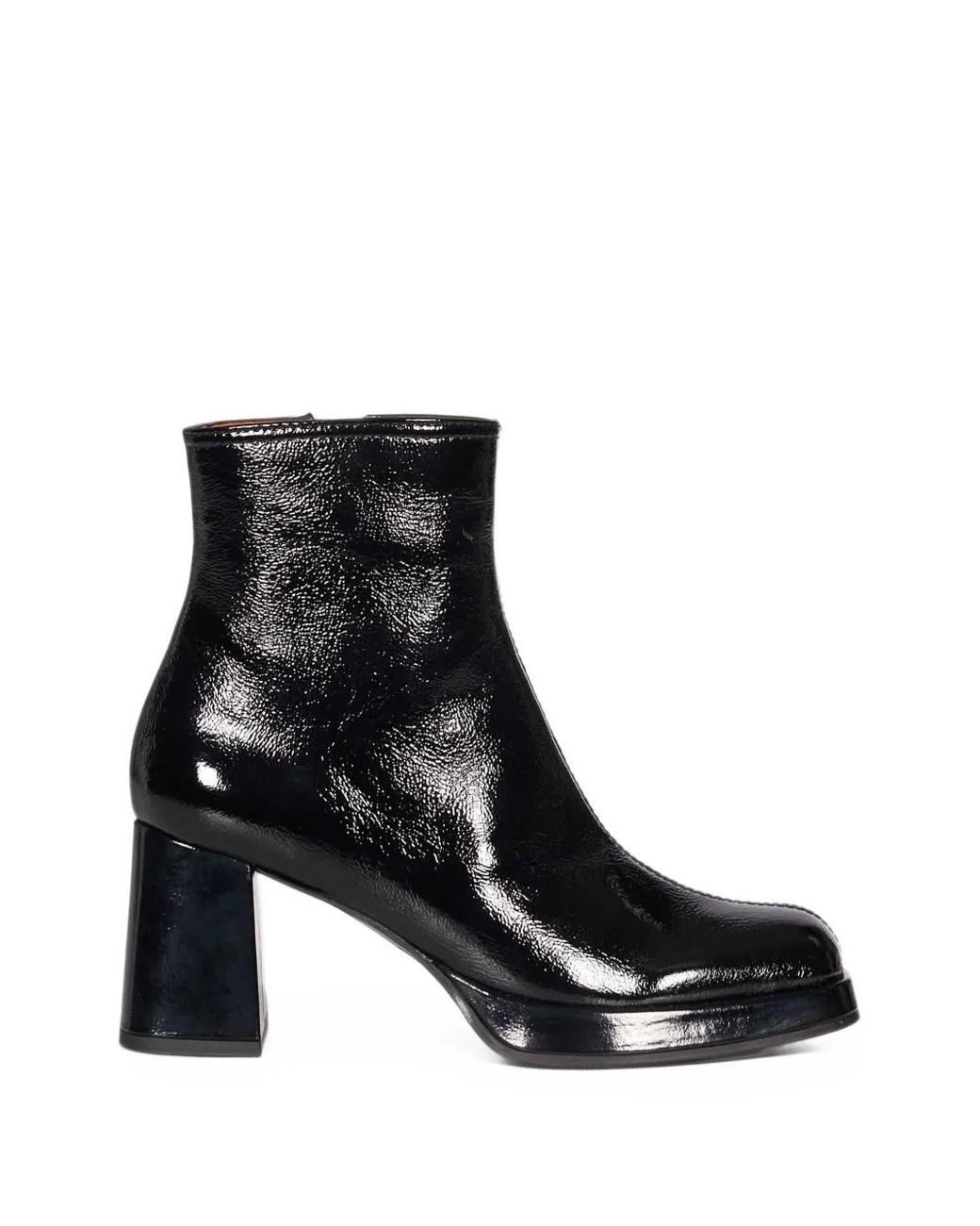 Chie Mihara Black Ketin Patent-Finish Platform Ankle Boots