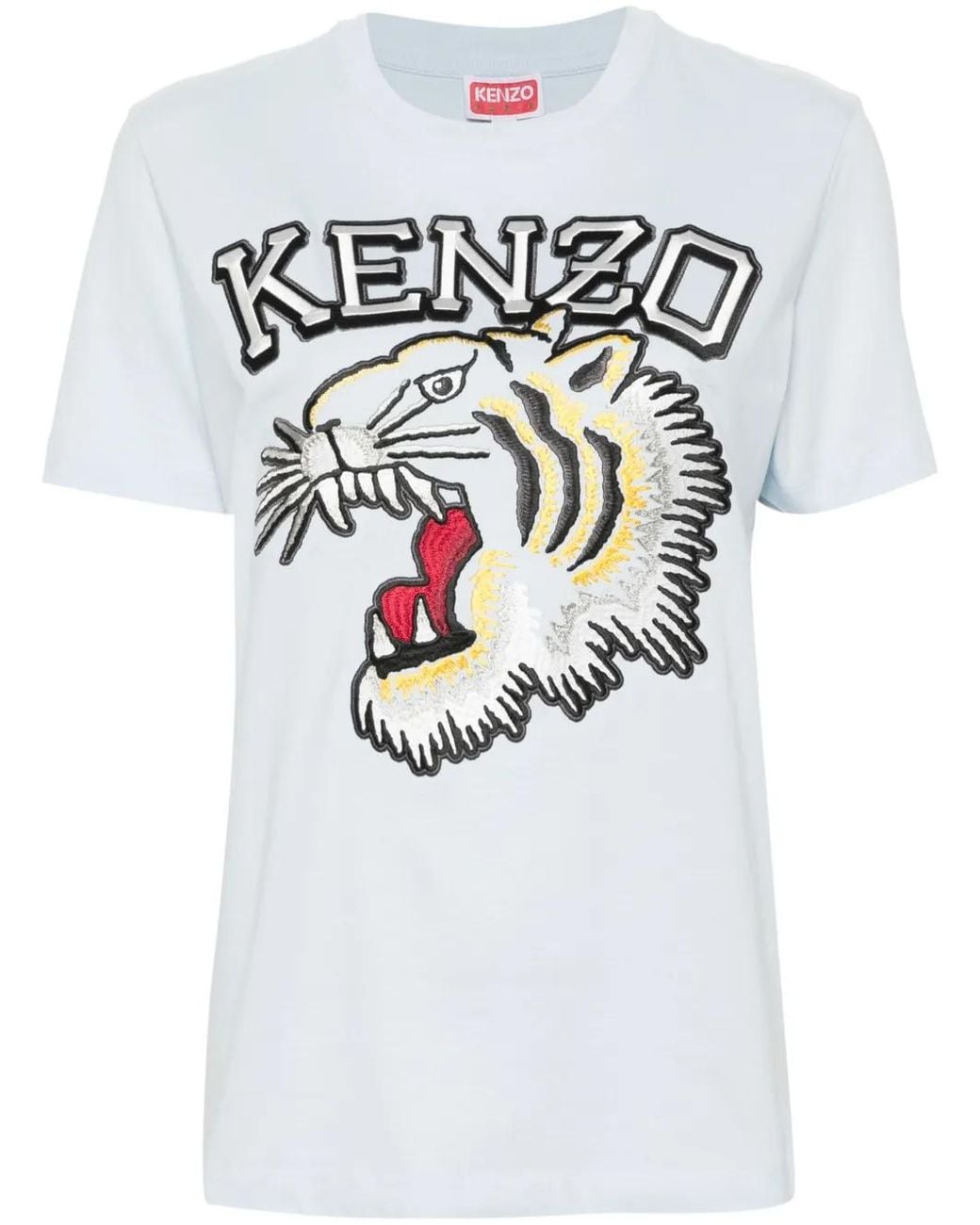 KENZO White Embroidered-Logo Cotton T-Shirt