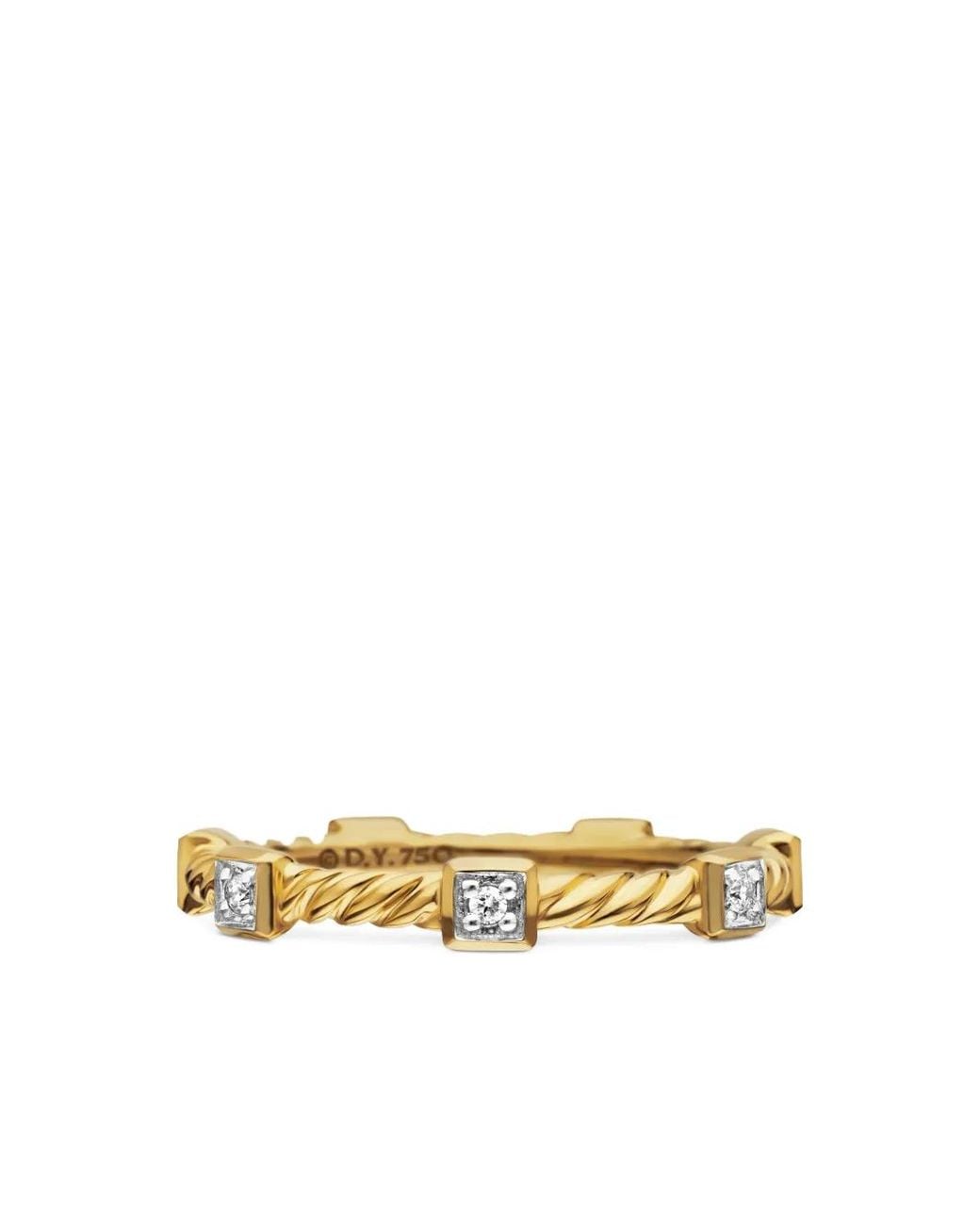 David Yurman Metallic 18kt Yellow Gold Cable Collectibles Cable Diamond Stack Ring